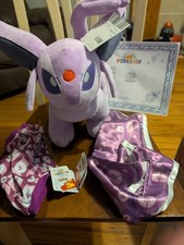 Espeon Pokémon Build-A-Bear w/ Sleeper, Cape, Sound, & Birth Certificate NWT