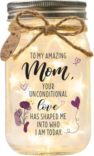 Mom Light Up Mason Jar Gift from Daughter Son Rustic LED Decor
