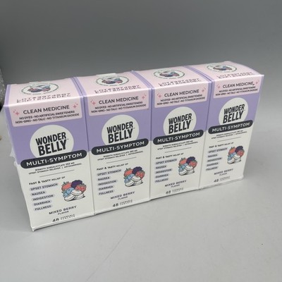 4 Pack Wonder Belly Multi-Symptom Chewable Tablets Anti-Diarrhea & Upset Stomach
