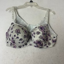 Torrid Curve 360 Back Smoothing T-Shirt Bra Purple Floral White 44DD Underwire