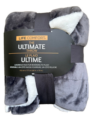 Luxuriöser Kunstfell Ultimate Überwurf von Life Comfort Asphalt 152 x 177 cm