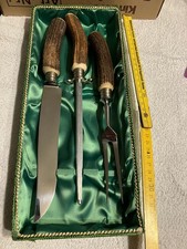 Widder Solingen Jagdbesteck 3 tlg Tranchierbesteck Jagd Hirschhorn