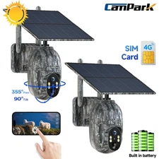 2Pack Solar Powered 4G LTE Cellular 2K PTZ Trail Camera Hunting Cam + SIM Card