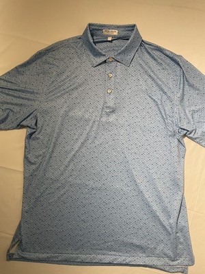 Peter Millar Summer Comfort Men's Short Sleeve Golf Polo Blue L Martini Glass