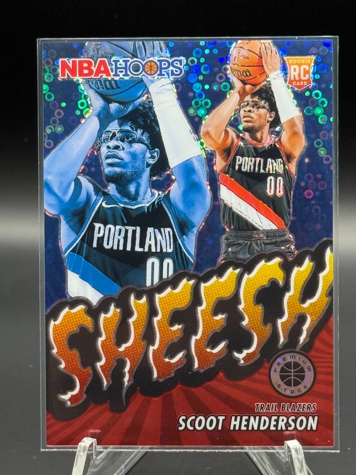 2023 NBA Hoops Premium Stock Sheesh Red Disco /99 Scoot Henderson #23 Rookie RC