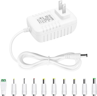 12V 2A Power Supply 24W AC/DC Adapter Wall Charger Replacement 12V2A, White 