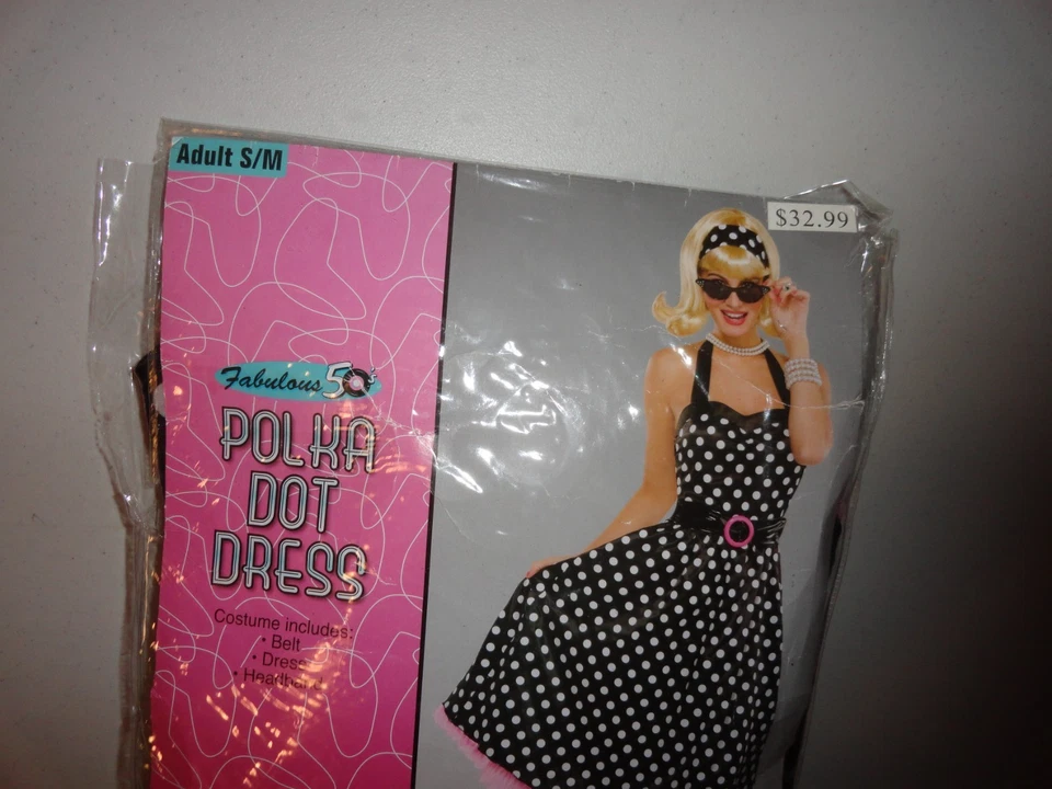 Disfraz Estilo Años 50 Vestido Lunares, Diadema y Bufanda Talla S/M Usado Foto 3 de 4