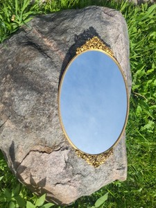 24 K GOLD plated, Matson, mirrored Vanity Dresser Tray  Roses Floral Handles