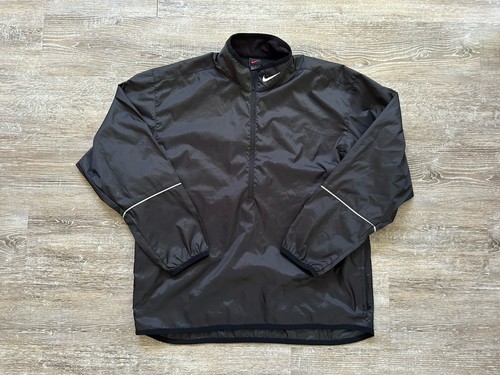 Vintage 90s Nike Windbreaker Jacket 1/2 Zip Swoosh Pullover Large Black Tag Vent - Picture 3 of 9