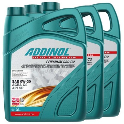 Motoröl ADDINOL 0W-30 Premium 030 C2 3 X 5 Liter für Citroen Fiat Hyundai KIA