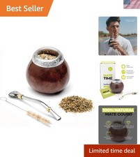 Authentic Yerba Mate Cup with Bombilla - Natural Gourd Set Handmade in Argentina