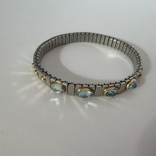 Nomination Blue Topaz 18ct yellow gold hearts dots stretch bracelet