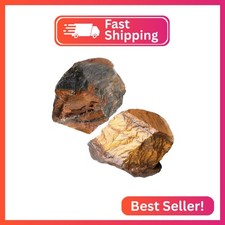 NUKAYAI 2Pcs Tiger Eye 1.8-2.2" Large Raw Crystals Stones Rough Rocks Tiger Eye