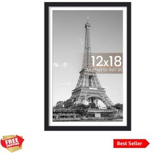 12x18 Picture Frame, Display Pictures 11x17 with Mat or 12 x 18 Without, Wall...