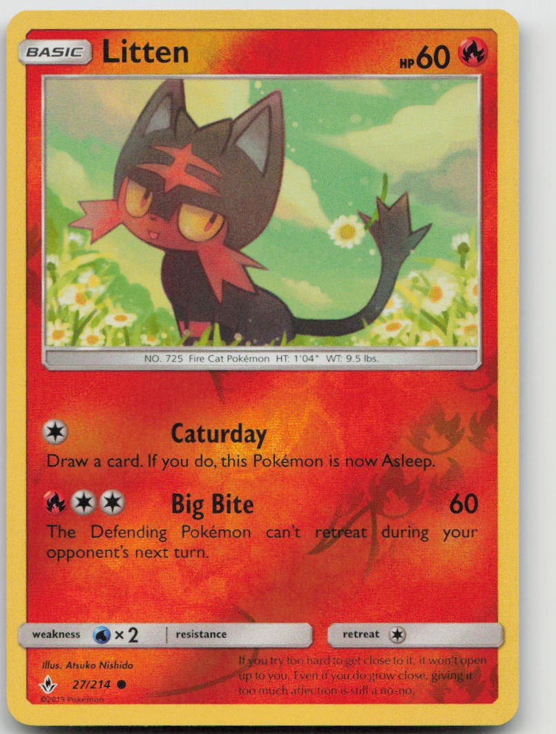 Pokemon Litten 27/214 C Unbroken Bonds Reverse Holo NM