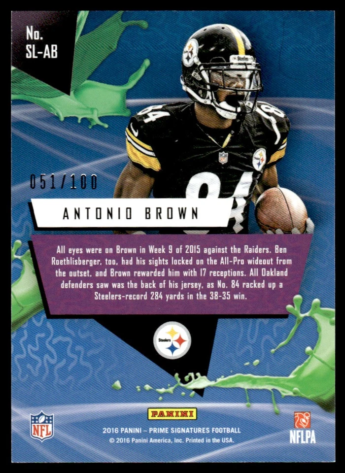 2016 Panini Prime Signatures Sight Lines - Cosmic 051/100 Antonio Brown  - Image 2 of 2