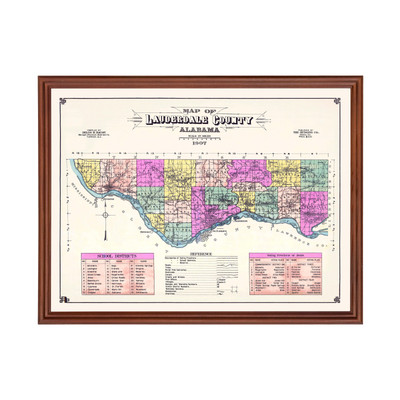 Old Map of Lauderdale County, AL 1907 - Vintage Alabama Art