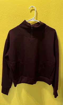 Harmony Balance Sweatshirt Womens M Maroon Cotton Fleece Lined Long Sleeve