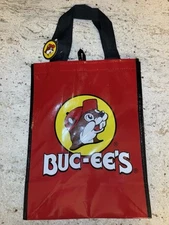 Buc-ees Grocery Bag Handle Black Red Beaver Travel  Shopping Tote New Gift Bag