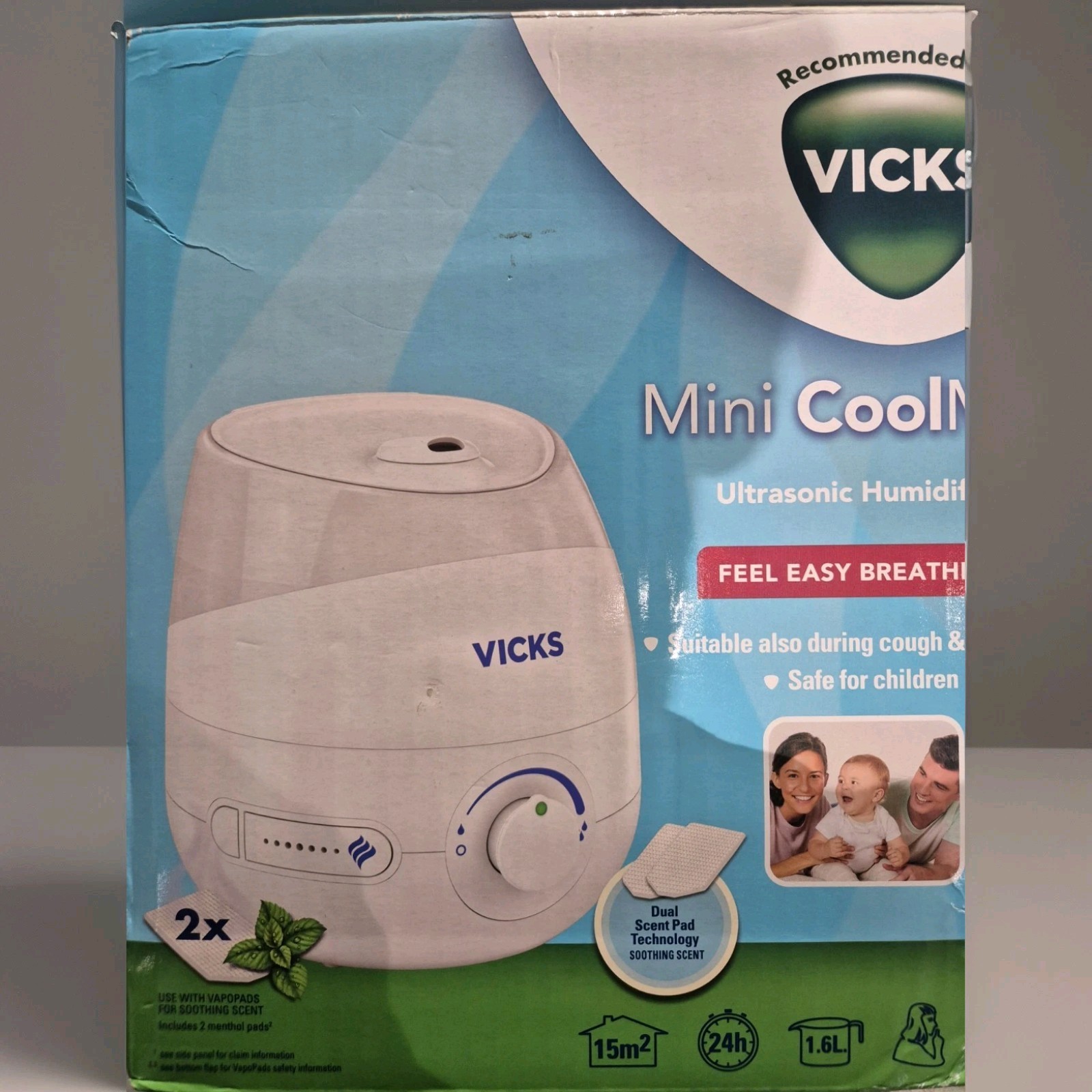 Vicks VUL525 Mini Cool Mist Ultrasonic Humidifier - New - Tested Return