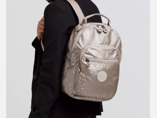 Kipling Seoul Small Tablet Backpack. NWT Silver Metallic