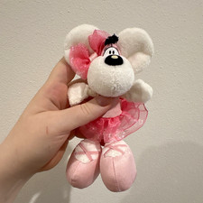 Diddl Pl&uuml;sch Maus Ballerina Schl&uuml;sselanh&auml;nger Anh&auml;nger wei&szlig;/rosa mit T&uuml;llrock