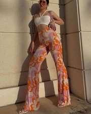 Zara printed flare leg pants Sz XS NWT 2864/132