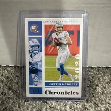 2020 PANINI CHRONICLES JUSTIN HERBERT ROOKIE CARD RC #53 NM+ LA CHARGERS . rookie card picture
