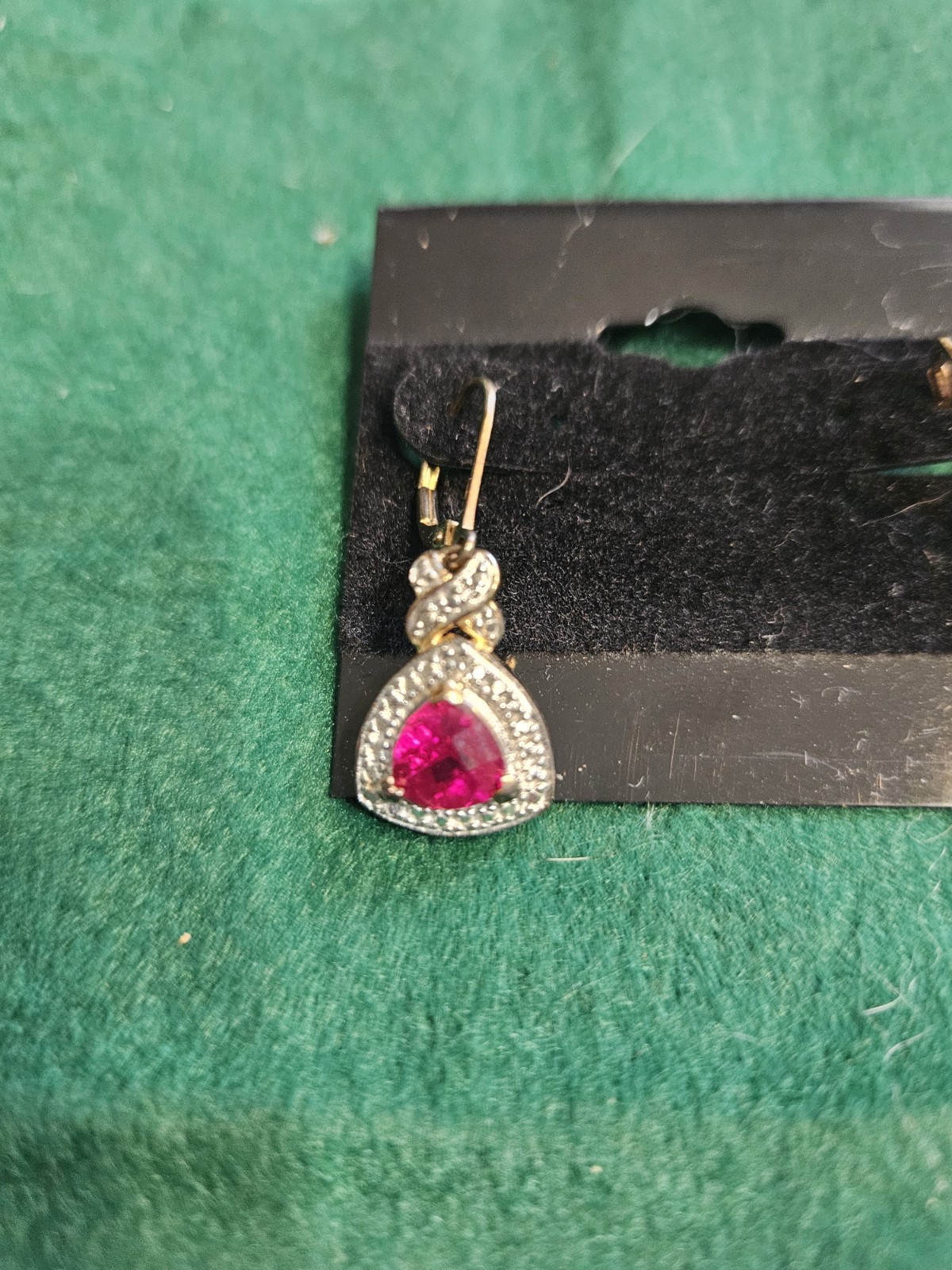 925 Sterling Silver Lab Created Ruby And Cz Dangl… - image 2