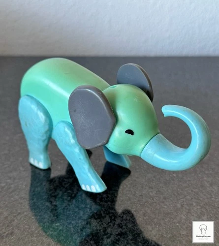 Fisher Price Little People Circus Train Poseable Blue Hong Kong Elephant Vintage