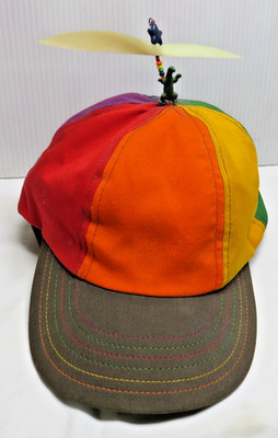 Interstellar Propeller Hat Adult Intern Beany Club Size XL Multicolor Dinosaur