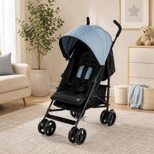 Lightweight Foldable Stroller with Sporty Details, Large Storage Basket