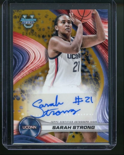 2024-25 Bowman's Best University Sarah Strong Gold Refractor Auto /50