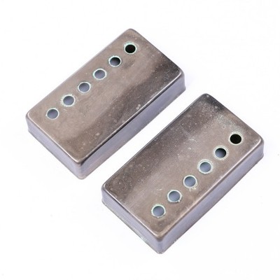 AGP   - Aged Relic Chrome Humbucker Cover Set 50mm Pole Spacing #412616