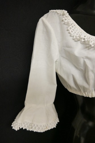 Gr.38 Dirndlbluse weiß Bluse für Dirndl Baumwollmischung mit Spitze B11205 - Bild 3 von 4