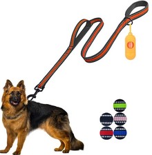 Heavy Duty Dog Leash Double Handle 5 Ft Padded Reflective Rope Orange Wide
