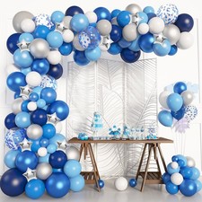 Amandir Navy Blue Balloons Arch Garland Kit, 144Pcs Royal Light Blue Confetti...