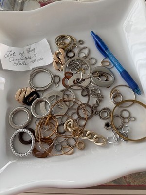 Vintage Lot of Mixed Rings Various Shapes and Sizes for Crafting, Jewelry Making