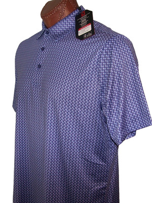 ANTIGUA performance s/s Moisture Wicking Polo sz L ZIG-ZAG LAVENDER MULTI