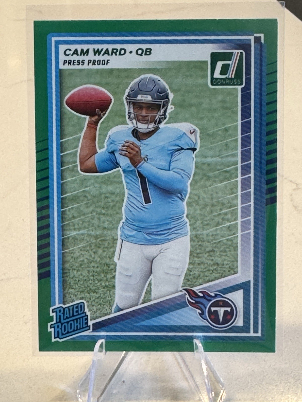 2025 Panini Donruss - Rated Rookie Cameron Ward #350 Press Proof Green (RC)