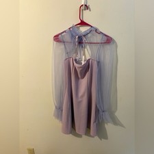 SHEIN Light Purple Mini Dress with Sheer Sleeves Size 6