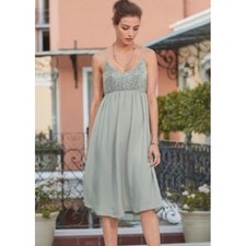 NEW Sundance Scandal Green Sequin Midi Babydoll Dress Medium Boho Festival Fairy