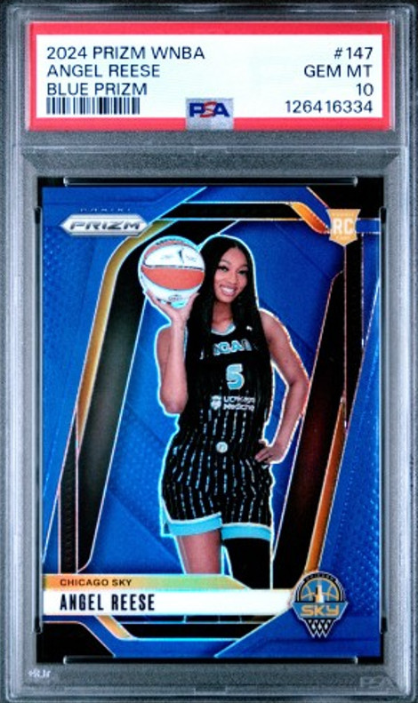 2024 Panini Prizm WNBA Angel Reese #147 Blue Pulsar Prizm /199 RC PSA 10 view 1