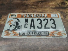 🟧Tennessee TN Tenn License Plate Tag 🟧 2017 🏈 National Champions NC 323 🏈