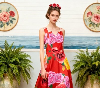 Women Dolce & Gabbana Dress Multicolor Cotton XS