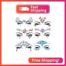 6 Sheets Face Jewels Face Gems Self Adhesive Rhinestones for Makeup Rave Accesso
