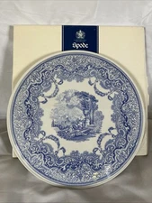 11 Inch SPODE Blue Room Collection Trivet Cake Plate In Box, Rare Pattern