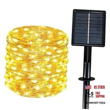 Solar String Lights Outdoor Waterproof 33ft 100LED 8 Modes 1 Pack Warm White