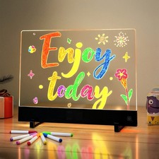 Led Drawing Board for Kids,7.87"x11.8"LED Note Board with Colors Light up