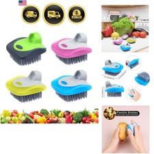 4 Pieces Vegetable Brush Potato Scrubber Brush Silicone Hard and Soft Side Fr...